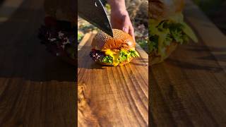 Very fried and crispy steak burger cooking cookingfood food mcdonalds burger hamburger [upl. by Tterrej]