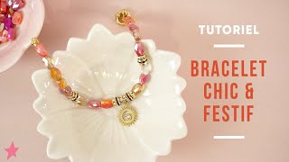 TUTORIEL  Bracelet chic et festif avec perles en verre et rondelles strass dans les tons orangés [upl. by Goldman]