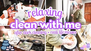 ✨NEW✨RELAXING CLEAN WITH ME \\ after dark cleaning  real life messes [upl. by Flora]