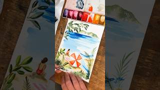 Paint your happy place on YouTube tonight watercolor beach [upl. by Ahswat]