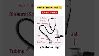 Parts of stethoscope medical nurshing medicalstudenteducation education youtubeshorts [upl. by Ekalb]