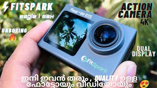 FitSpark Eagle imax Dual screen Action Camera 4K  Unboxing amp Review Malayalam harisvlog fitspark [upl. by Anyahs]