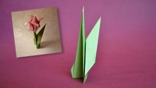 Origami Flower Stem Instructions wwwOrigamiFuncom [upl. by Ryann]