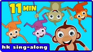 Nursery Rhymes Songs With Lyrics And Action  Five Little Monkeys amp More By Hooplakidz SingALong [upl. by Amerigo]