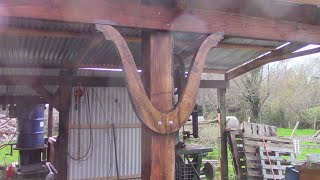 Making A Wooden Pulley And Line Shaft Bearing Mounts and cutting with the vintage bandsaw [upl. by Ban]