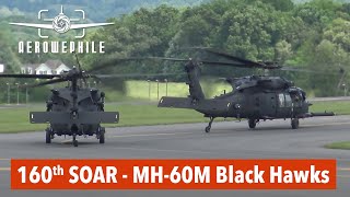 US Army 160th Special Operations Aviation Regiment MH60M Black Hawks Startup Taxi Takeoff 10Mar24 [upl. by Suoicerp730]