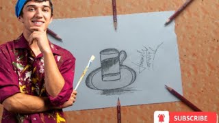 How to Draw Cup plate drawing with pencil llThe indian crazy art ll [upl. by Amathiste]