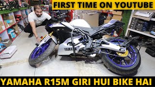 Yamaha R15 M live Accident  crash guard testing  Born Creator [upl. by Hamann]