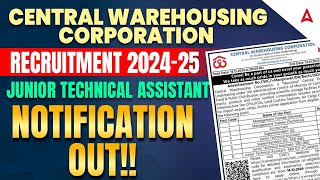 CWC Recruitment 2024  Notification Out  Central Warehousing Corporation Recruitment 2024 [upl. by Elyr]