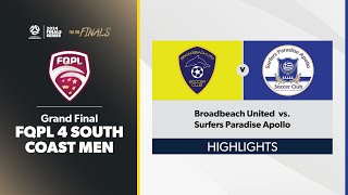 FQPL 4 South Coast Men Grand Final  Broadbeach United vs Surfers Paradise Apollo Highlights [upl. by Kristy]