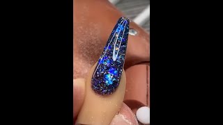 Beginner Gel Nails  Midnight Blue Glitter Nail Art Tutorial [upl. by Carberry]