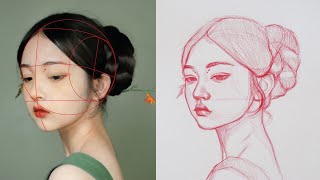 Drawing a girl using the Loomis method [upl. by Doyle]