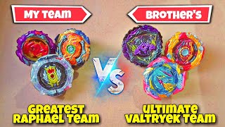 ultimate valtryek team vs greatest raphael team beyblade in real life l valt vs rashad [upl. by Claudetta120]