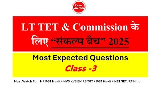 Most Expected Questions  HP LT TET  LT Commission  TGT PGT Hindi 2025  Class 3 [upl. by Porte]