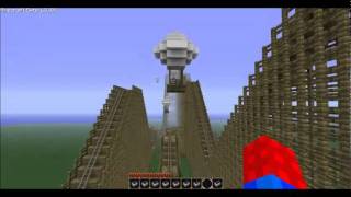 Minecraft Huge Wooden Fairground Roller Coaster  Updated  With Download [upl. by Nandor805]