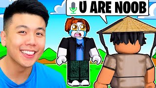 ROBLOX Asian Dad Voice TROLLING Noobs Again [upl. by Maghutte680]