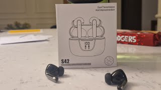 S42 TRUE WIRELESS STEREO EARBUDS GREAT BUDGET ONLY £15 [upl. by Knowling986]