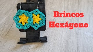 Brincos hexágono de crochê crocheparainiciantes [upl. by Ynneh]