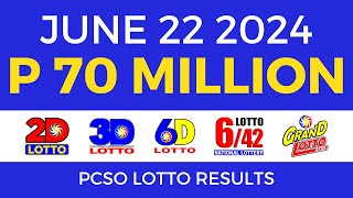 Lotto Result Today 9pm June 22 2024  PCSO Complete [upl. by Nepil371]