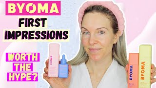 BYOMA SKINCARE FIRST IMPRESSIONS  SKINCARE ROUTINE TO IMPROVE A TIGHT COMPROMISED SKIN BARRIER [upl. by Reitrac781]