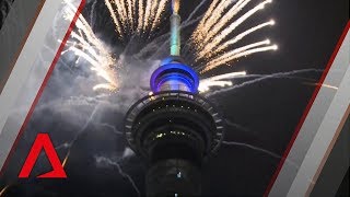 New Zealand rings in the New Year with fireworks in Auckland [upl. by Merriam]