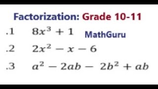 Factorization Revision Questions 2  Grade 1011 [upl. by Lebyram]