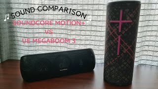 Ultimate Ears Megaboom 3 vs Soundcore Motion Bluetooth Speakers Sound Comparison [upl. by Mcgray]