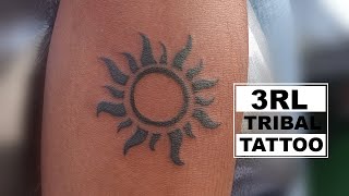 SMALL TRIBAL SUN TATTOO REAL TIME Tattooing [upl. by Bernita]