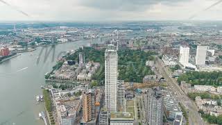 Rotterdam Netherlands City skyscrapers View of the city center River Nieuwe Maas Summer day [upl. by Benedikt]