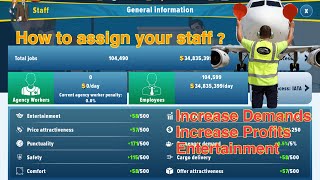 Airlines Manager  How to assign the staff   Hows the staff help your airlines   Tips38 [upl. by Eeresed296]