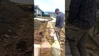 Completing a Sandstone Retaining Wall stonewalling canberra gardendesign [upl. by Yesac]