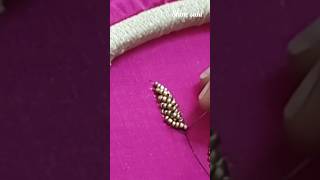 one min aari class loaded bead leaf filling stitch [upl. by Jessabell98]