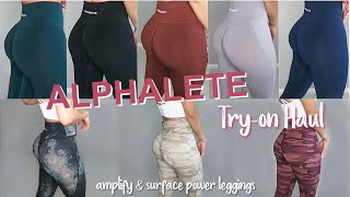 ALPHALETE TRY ON HAUL  AMPLIFY AND SURFACE POWER LEGGINGS [upl. by Cchaddie]