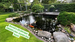 Bernd‘s 20 Jahre alter Jumbo Koi Teich mit Old School Japan Style Filterung [upl. by Okihcas]