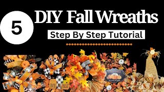 5 DIY FALL WREATHS  STEP BY STEP WREATH TUTORIAL  Beginner Wreath Making  Fun Fall DIY [upl. by Ecitnirp]