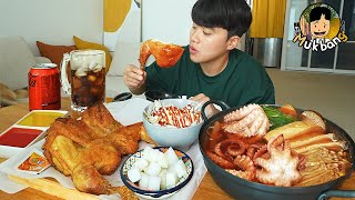 ASMR MUKBANG 직접 만든 짜장 버섯 해물찜 소세지 치킨먹방 amp 레시피 SPICY SEAFOOD AND FRIED CHICKEN EATING SOUND [upl. by Ahsetan]