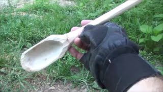 how to carve a wood spoon with just a knife [upl. by Annawad]