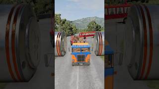 Wooden Truck vs Bollards beamngdrive gaming [upl. by Marthena316]