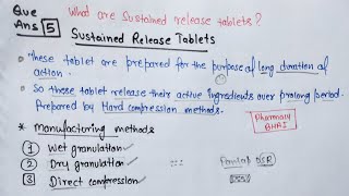 Sustained Release Tablets  Pharmaceutics  DPharma 1st sustainedreleasetablets pharmacybhai [upl. by Friedrich]