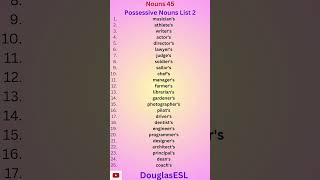 Nouns 45 Possessive Nouns List 2 languagelearning esltutor englishgrammar englishtutorial [upl. by Enimsay140]