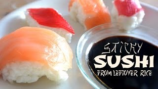 Simple trick to make sushi out of leftover rice How to make leftover rice sticky again [upl. by Allard]