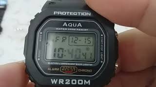 COMO ACERTAR A HORA E O CALENDÁRIO DO RELÓGIO AQUA WR 200 M [upl. by Animsay]