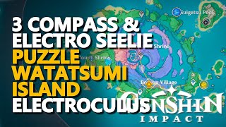 Watatsumi Island 3 compass and a electro seelie Puzzle Genshin Impact Electroculus Bourou Village [upl. by Shirline]