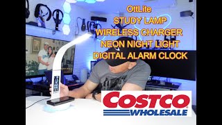 OttLite STUDY LAMP WITH NEON LIGHTS WIRELESS CHARGER USB PORT CHARGER AND DIGITAL CLOCK FROM COSTCO [upl. by Enomrej]