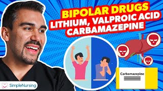 Bipolar Medications  Lithium Valproic Acid Carbamazepine for RN amp PN NCLEX Success [upl. by Vincenta]