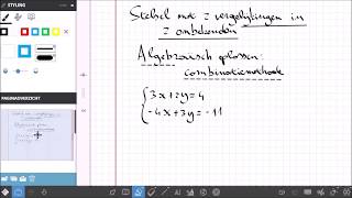 Stelsel met 2 vergelijkingen in 2 onbekenden Algebraïsch oplossen combinatiemethode [upl. by Priscella224]