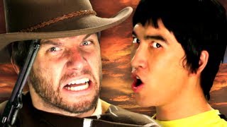 Bruce Lee vs Clint Eastwood Epic Rap Battles of History [upl. by Anelehs514]