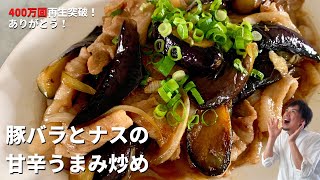 【450万回再生人気レシピ】ご飯がとにかくすすむ！ナスの最高の炒め方を伝授！しっとり豚とやわらかナスの甘辛うまみ炒めの作り方 [upl. by Yllop]