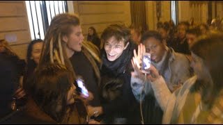 Model Fransisco Lachowski mobbed by fans at Balmain fashion show  PARIS FASHION WEEK [upl. by Parlin]