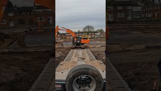 Loading a Hitachi ZX300 in St Helens fox excavator lowloader construction intheyard digger [upl. by Ttelrats]